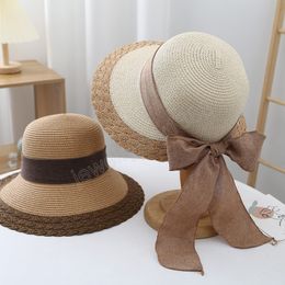 Fashion Summer Casual Unisex Beach Jazz Sun Hat Panama Hat Paper Straw Women Cap with Ribbon