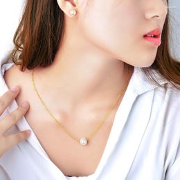 Necklace Earrings Set Double Fair Wedding For Women Imitation Pearl Rose Gold Colour Earring & Fashion Jewellery Engagement S358