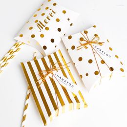 Gift Wrap 10pcs Dot Striped Candy Boxes Thanksgiving Christmas Birthday Party Bag Wedding Paper Decoration (Without Ribbon/Tag)