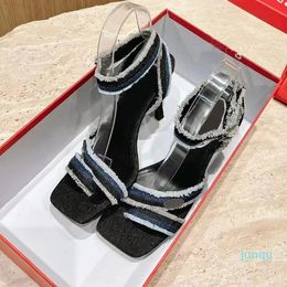 High heeled sandals Heels Slingback Womens Sandals Pumps Oval Mules Summer 8.5cm Kitten Heel Party dress shoes Luxury Designer factory footwear
