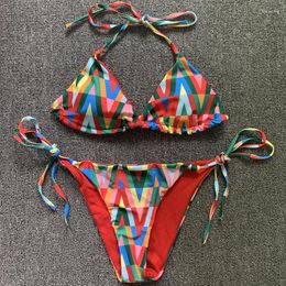 Women's Swimwear Print Women Sexy Triangle Bikini Set Vintage Bikinis 2023 Mujer Swimsuit Swimming Suit