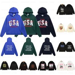 Rhudes Mens y2k hoodies luxury top designer hoodies womens Spring and autumn hoodie big picture series printed hoodie casual fashion high street style