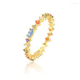 Cluster Rings CANNER 925 Sterling Silver Colourful Cubic Zirconia Ring Gold Wedding For Women Fine Jewellery Gifts Anillos Mujer 2023 Trend