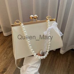 Evening Bags New 2021 Vintage Women Pearl Decor Leather Handbag Elegant Ladies Fashion Solid Travel Shoulder Bag Messenger Crossbody Bags J230630