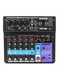 Mixer Teyun A6 Audio Mixing Console Sound Table Board with 6 Channel, Usb, Bluetooth, Digital Mp3 Computer Input, 48v Phantom Power