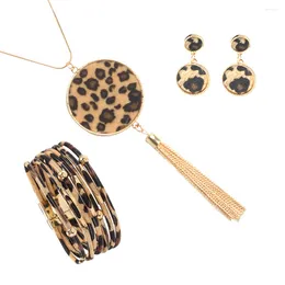 Charm Bracelets 3Pcs Leopard Jewellery Set Alloy Girls Suits Necklace Accessories For 14. 5 3. 5cm