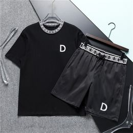 Summer Fashion Men and Womens Shorts Tracksuit Sets Short Sleeve 100% Cotton Grey T Shirt Shorts Print Male Set Men's Brand Clothing R12