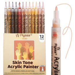 Markers 12/18 Colors Acrylic Pen Acrylic Paint Marker Pen 0.7mm Tip for Rock Painting Mug Ceramic Glass Wood Fabric Painting Quick Dry