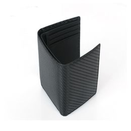 Tri-fold Carbon Fiber RFID Wallet Short Purse For Man Portable Thin Three Fold Wallet Functional Card Wallet Male Purse New