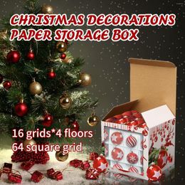 Gift Wrap Party Boxes 64 Compartment Folding Organiser Christmas Ball Storage Box Xmas Tree Decorations Baubles