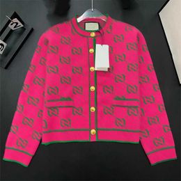 Fashionable Women Cardigan Sweaters Soft Cashmere Knit Tops Button Cardigans Design Green Striped Letter Decoration Fall Designer