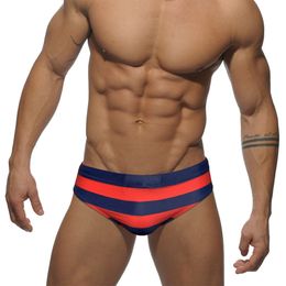 Men's Swimwear Sexy Men Striped Summer Low Waist Bathing Suit Bulge Pad Beach Swimsuit Fashion Male Sport Homme Surfing Swim Briefs 230630