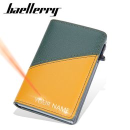 Baellerry 2023 New RFID Mini Men Wallets Name Customized Card Holder Brand Slim Male Wallet Luxury Short Men's Popup Purse