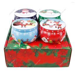 Storage Bottles 4Pcs Christmas Metal Tin Jars Coffee Tea Spice Candy Jewelry Case Candle Making Containers Decorations Boxes