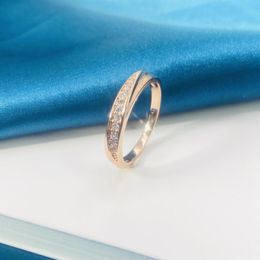 Cluster Rings Wedding Ring For Women Lovers Simple Cubic Zirconia Finger Rose Gold Colour Fine Female Fashion Jewellery