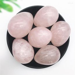 Decorative Figurines 1PC Natural Pink Rose Quartz Egg-shaped Crystal Healing Ball Sphere Gemstone Stones And Minerals