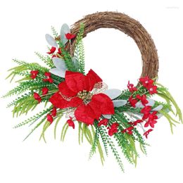 Decorative Flowers Rattan Doll Christmas Wreaths Front Door Holiday Festival Wall Decor