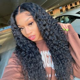 Water Wave Human Hair Wigs 26Inch 13x6 HD Lace Frontal Wig Curly Glueless For Women Transparent Preplucked Full Lace Wig