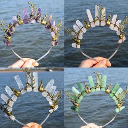 Hair Clips Luxury Handmade Crow Crown For Women Rhinestone Tiaras Fashion Jewellery Natural Crystal Accessories Headband Witch Headwear