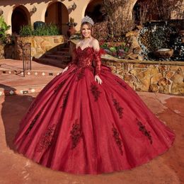 Sparking Quinceanera Dresses with Sleeve Feather Bead Vestidos De 15 Anos Sweetheart Ball Gown Junior Girls Pageant Dress