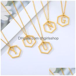 Pendant Necklaces Alphabet Initial Necklace Fashion A-Z Letter Neckaces For Women Gold Sier Plated Jewelry Best Friend Gift Drop Del Otdl6