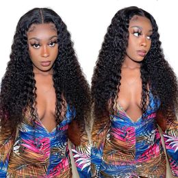 Deep Wave 13x4Curly Lace Frontal Brazilian Human Hair Wigs For Women 26Inches Preplucked HD Lace Closure Wig