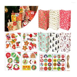 Party Decoration Packing Cookie Pouch Gift Wrapping Supplies Christmas Label Stickers Bags Kraft Paper Bag Xmas Tags