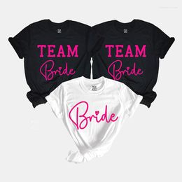 Women's T Shirts Team Bride Squad 2023 Cotton High Quality Black Hen Bachelorette Party O Neck Girl Wedding Aesthetic Clothes