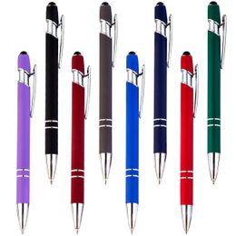 Ballpoint Pens 20pcs/lot Customised Matte Ballpoint Pen Creative Stylus Touch Pen 22 Colours Writing Ballpen Stationery Office School Supplies 230629