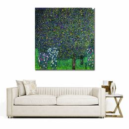 Beautiful Landscapes Canvas Art Roses Under The Trees Circa 1905 Gustav Klimt Oil Painting Handmade Bathroom Decor