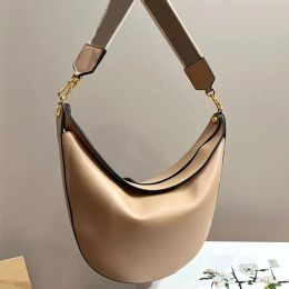 Big Luna Shoulder Bag Calfskin Genuine Leather Half Moon Hobo Bags Women Handbag Purse Fashion Letter Jacquard Strap Lady Totes Wallet