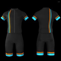 Racing Sets 2023 Pro Triathlon Skin Suit Short Sleeve Jumpsuit Men's Cycling Clothes Race Fit Speed Trisuit Road MTB Aero Set