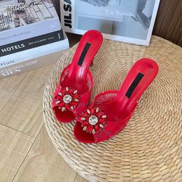 Fashion Women Sandals Casual Flowers Lace Pumps Italy Popular Peep Toe Sunflower Laces Embellished Simples Design Trendy Evening Dress Sandal High Heels Box EU 34-43