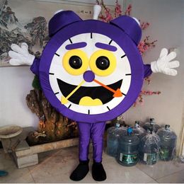 high quality Real Pictures Deluxe Purple clock mascot costume fancy carnival costume Character Costume factory direct shippin219j
