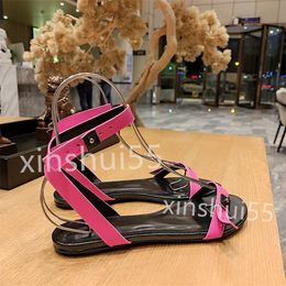 Premium Designer sandals high quality genuine leather colorful monogrammed flat sandals