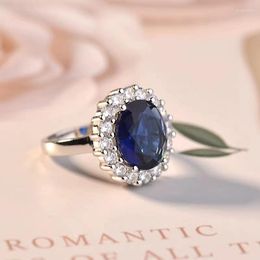 Cluster Rings Imitation Natural Sapphire Retro Luxury Women's Niche Design Fashion Ring