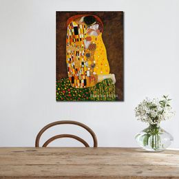 Famous Female Canvas Art Kiss Art Gustav Klimt Oil Painting Reproduction Handmade High Quality