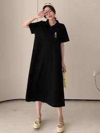 Party Dresses 2023 Summer Korea Fashion Lapel Woman Dress Vestidos Robe Ete Femme Loose Plus Size Embroidery Short Sleeve For Women