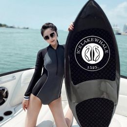 Women's Swimwear 2023 Korean Long Sleeve Women Summer Surfing Suit One Piece Patchwork Rashguards Sexy Bathing