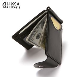 CUIKCA South Korea Style Money Clip Men Wallet Purse Ultrathin Slim Wallet Mini Hasp Leather Wallet Business ID Credit Card Case