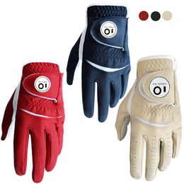 Sports Gloves 2 Pack PU Leather Mens Golf with Ball Marker Cabretta All Weather Grip Waterproof Navy Khaki Red Drop 230629