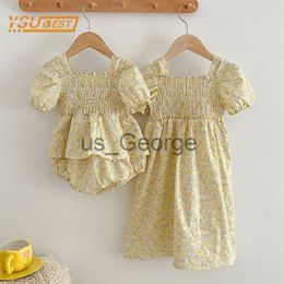 Clothing Sets Newborn Toddler Baby Girls Sweet Printing Jumpsuit Summer Baby Girls Short Sleeves Kids Princess Dress Girls Sister Clothes J230630