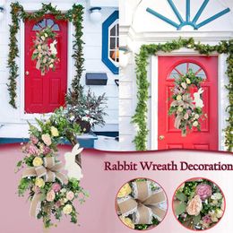 Decorative Flowers Outdoor Wreath Stand Easter Floral Spring Happy Door Decor Metal Fall