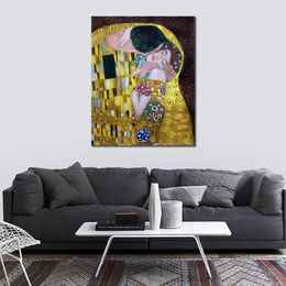 Classical Gustav Klimt Painting The Kiss (luxury Line) Handmade Woman Canvas Art High Quality