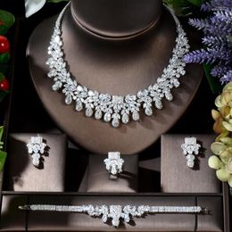 Necklace Earrings Set HIBRIDE Exclusive Earring Ring Bracelet Women Bridal Accessories Gifts CZ Wedding Ornament Collier Mariage N-866