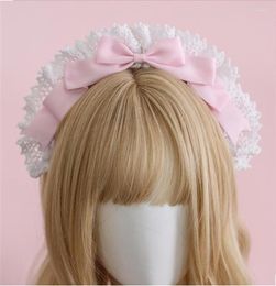 Party Supplies Lolita Maid Lace Hair Hoop Women Elegant Bow Headband Headpiece Cosplay Props D1340