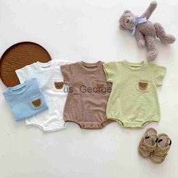 Clothing Sets Baby Summer Clothes Newborn Boys and Girls Baby Bodysuit Outfits Cute Bear Short Sleeve Triangle Crawling Suit J230630