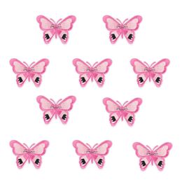 10 PCS Pink Big Butterfly Embroidery Patches for Clothing Iron Patch for Clothes Applique Sewing Accessories Badge on Clothes Iron237u