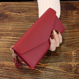 New Fashion Women Wallets Simple Zipper Purses Black White Grey Red Long Section Clutch Wallet Soft PU Leather Luxury Money Bag