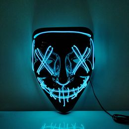 Party Masks Neon Mask LED Light Up The Purge Election Year Great Funny Scary Festival Cosplay Costume Supplies Glow 230630